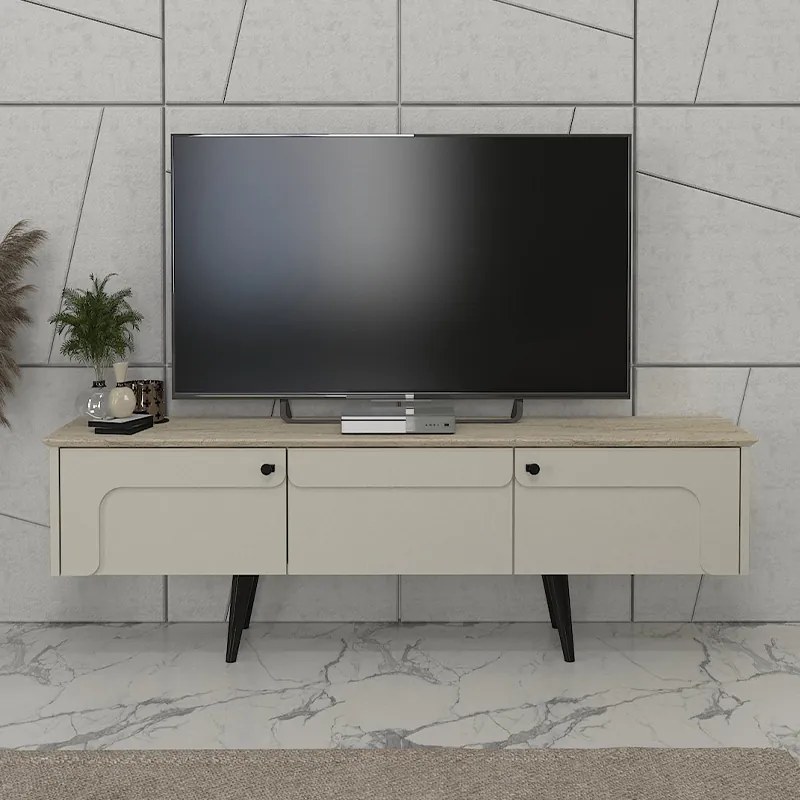 Севиля меламинова ТВ стойка в пясъчен - цвят травертин 150x35x45.6см.