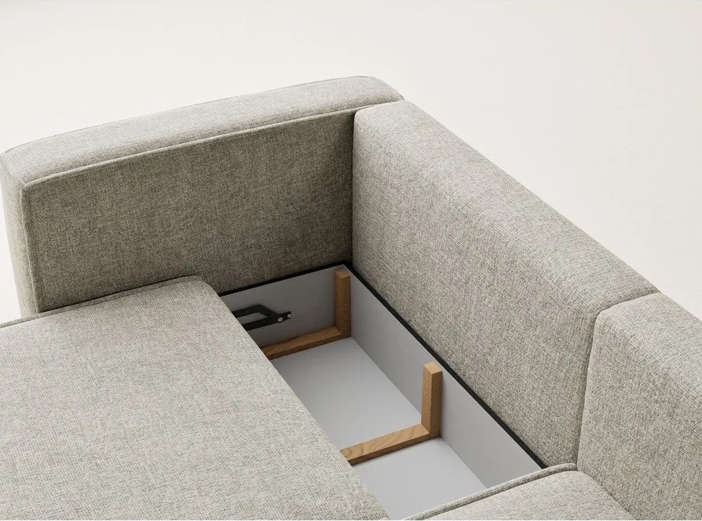 Бежов шенилов сгъваем/с място за съхранение ъглов диван (десен ъгъл) Velto – Maison de Rêve