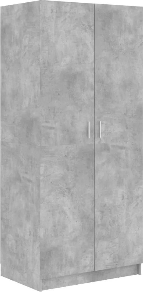 800625 vidaXL Гардероб, бетонно сив, 80x52x180 см, инженерно дърво