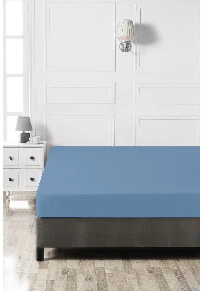 Син еластичен памучен чаршаф 140x200 cm – Mijolnir