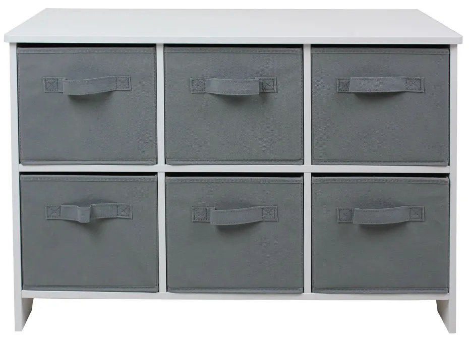 GINGER HOME Скрин с 6 кутии за съхранение WHITE/GREY