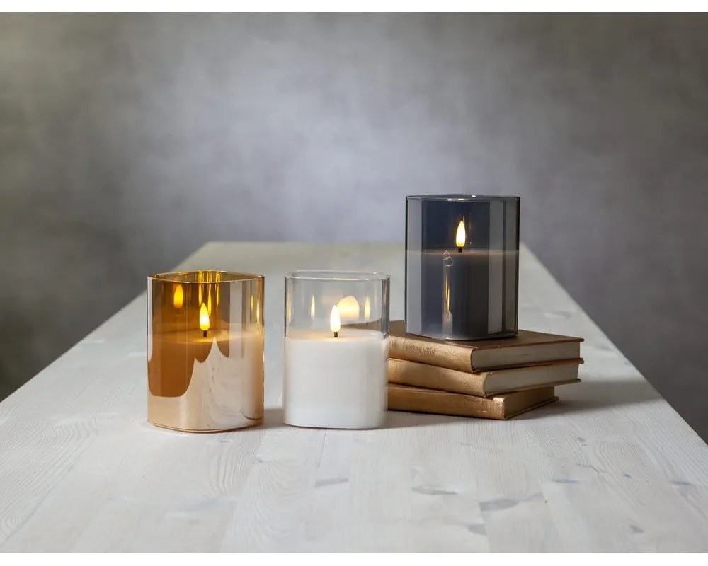 Сива LED восъчна свещ в стъкло, височина 12,5 см Flamme - Star Trading