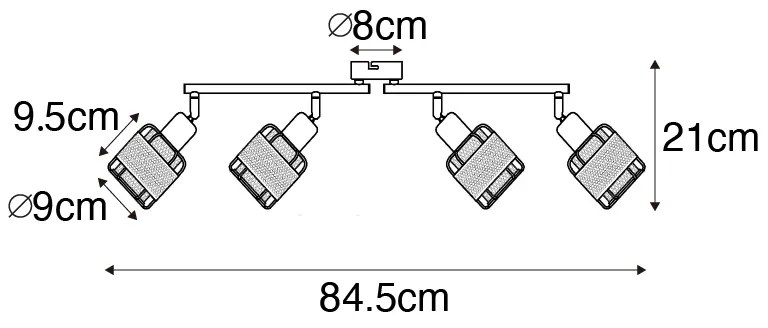 Дизайнерски таванна лампа черна със злато 4-светлина овална - Noud