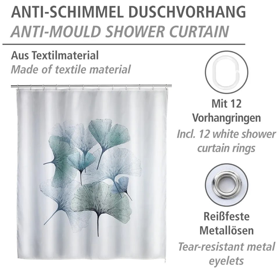 Завеса за душ, която може да се мие, 180 x 200 cm Ginkgo - Wenko