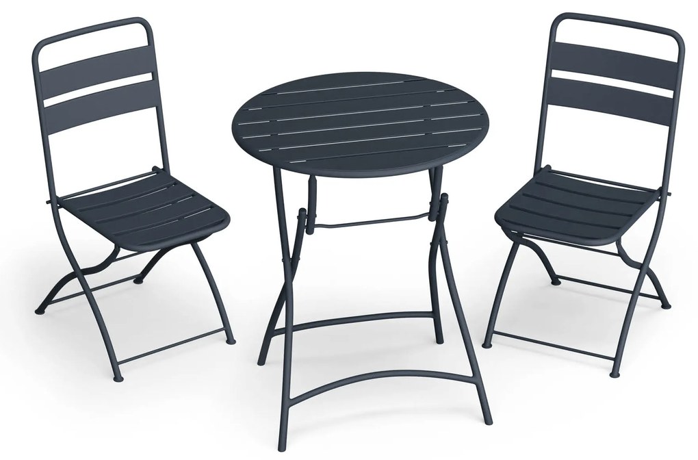 Blumfeldt Градински комплект RetroChic, 1 маса + 2 стола, 60 см, сгъваем, с покритие, устойчив на атмосферни влияния