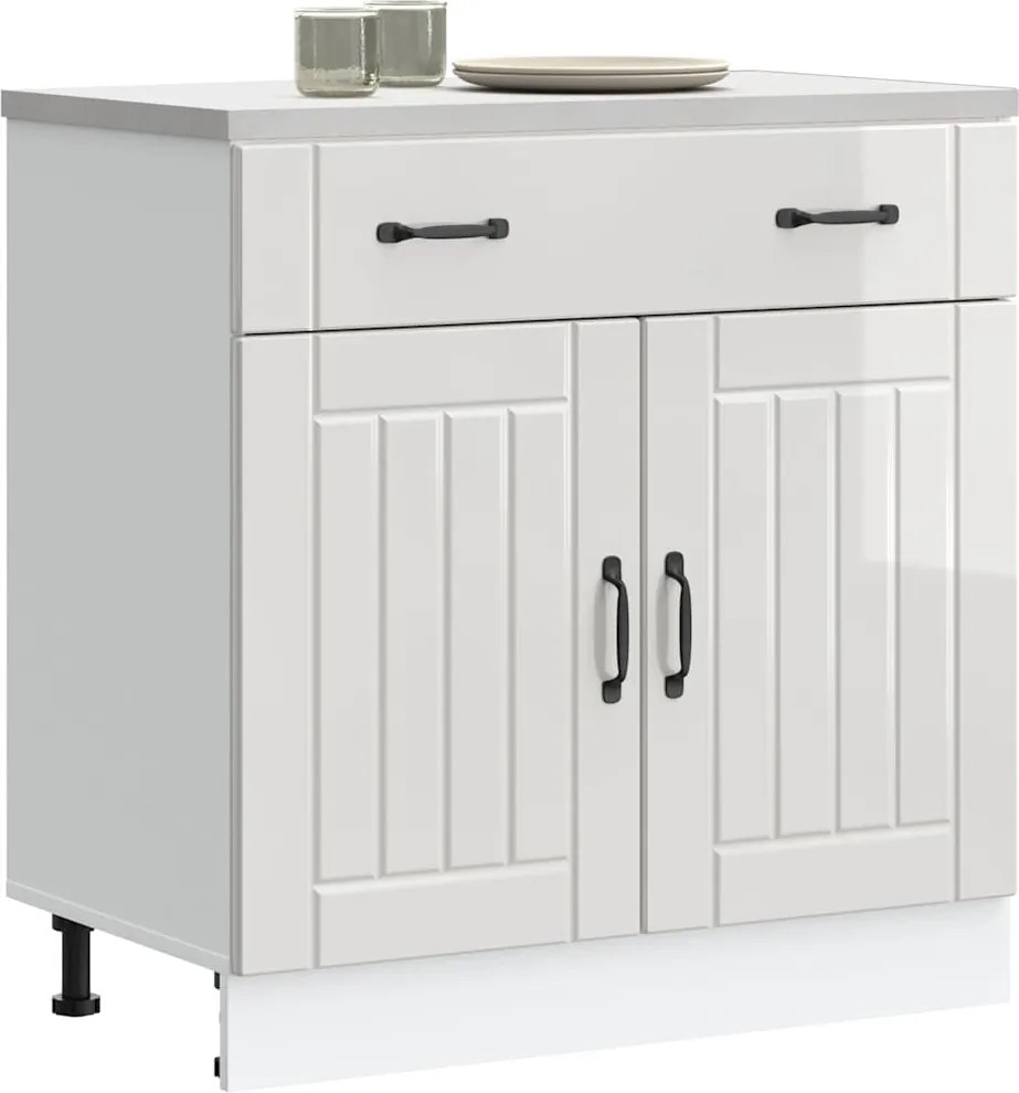 853739 vidaXL Кухненски шкаф Lucca, бял гланц, инженерно дърв