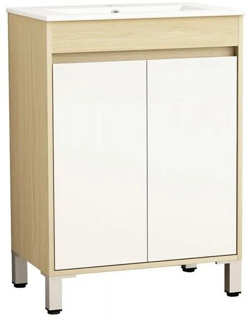 Долен шкаф за баня ICP 6081-085, Inter Ceramic, PVC, меламин + бял гланц, с умивалник, 60x38.5x81см