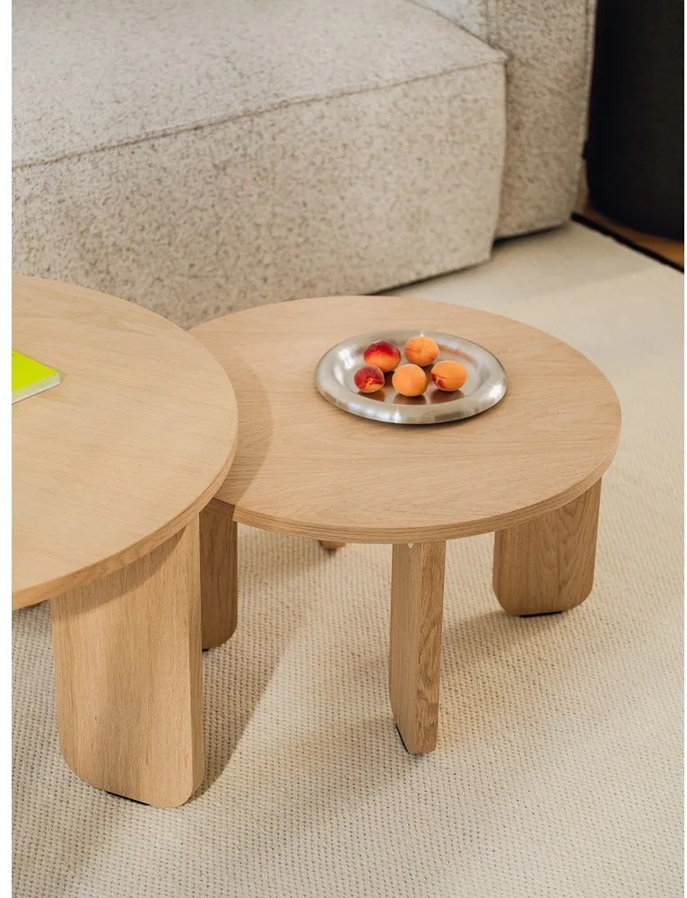 Кръгла масичка за кафе с дъбов плот в естествен цвят ø 55 cm Kuvu – noo.ma