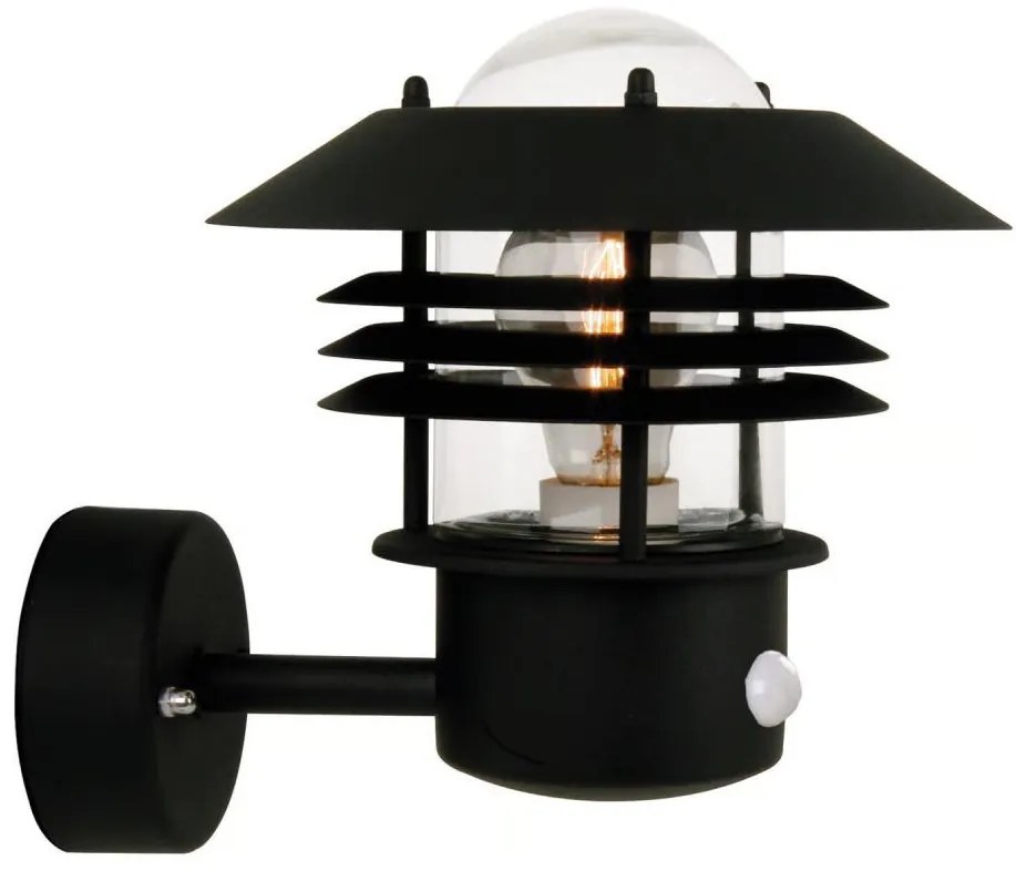 Nordlux -Външен стенен осветител с датчик VEJERS 1xE27/60W/230V IP54 черен