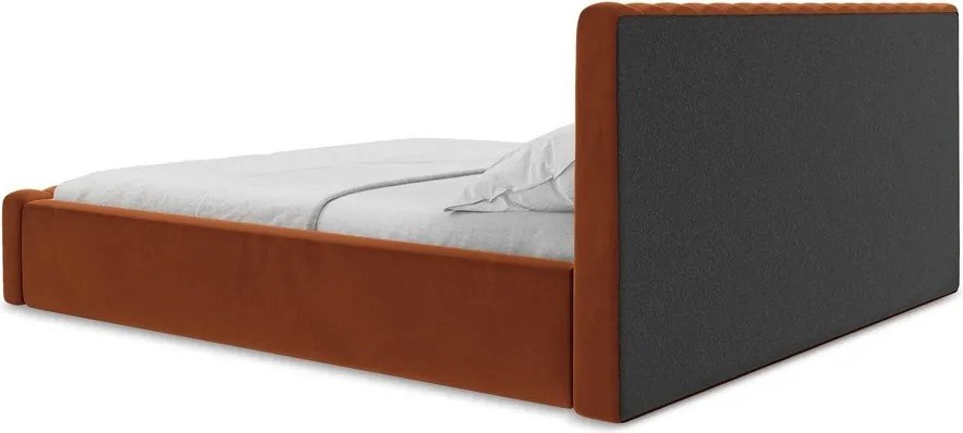 Теракотено двойно легло 180x200 cm тапицирано с място за съхранение с включена подматрачна рамка Lemi – Makamii