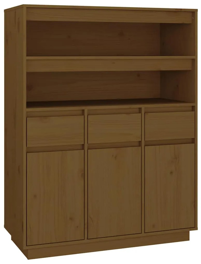 818218 vidaXL Висок шкаф, меденокафяв, 89x40x116,5 см, борово дърво масив