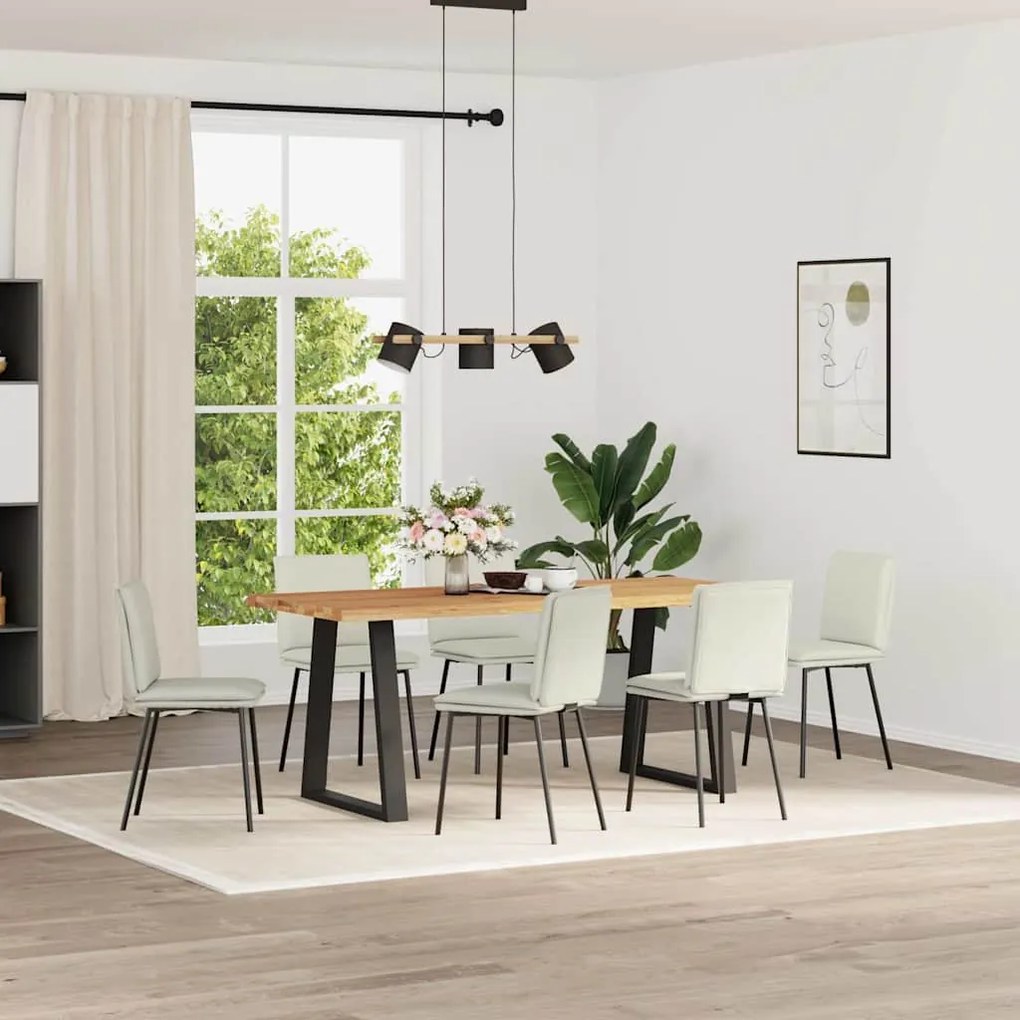 3315623 vidaXL Трапезни столове, 6 бр, кремави, кадифе