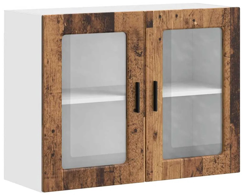 854095 vidaXL Кухненски стенен шкаф със стъклена врата Porto старо дърво