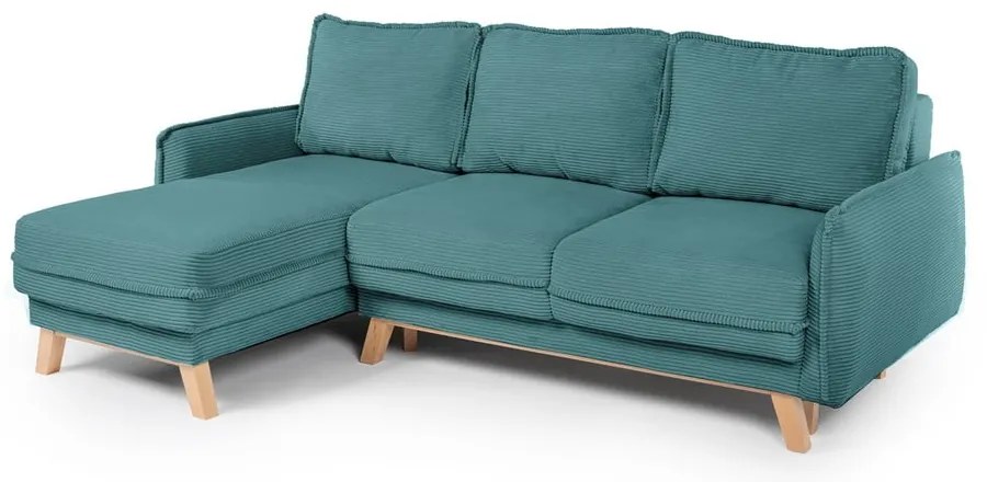Променлив ъглов разтегателен диван в тюркоазен велур Tori – Bonami Selection