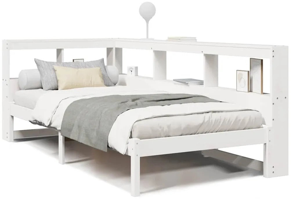 3324324 vidaXL Легло с етажерка за книги, без матрак, 100x200 см, бор масив