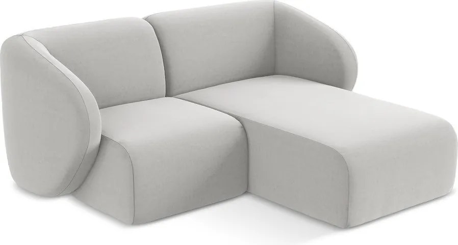 Светлосив кадифен ъглов диван (десен ъгъл) Lani – Makamii