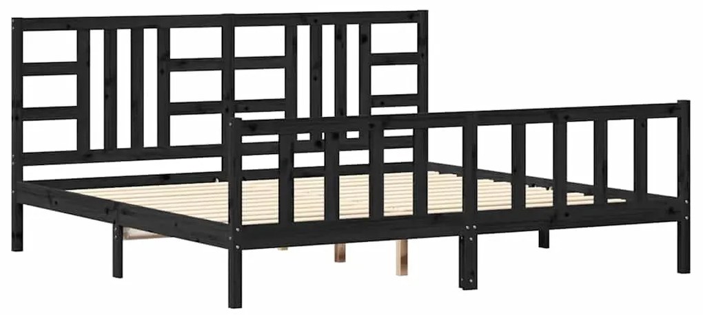 3191995 vidaXL Рамка за легло с табла, черна, 200x200 см, масивно дърво