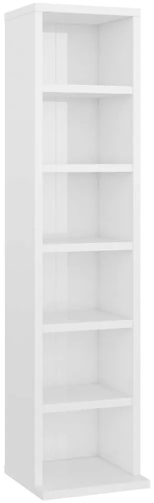 800357 vidaXL Етажерка за компактдискове, бяла, 21x20x88 см, инженерно дърво