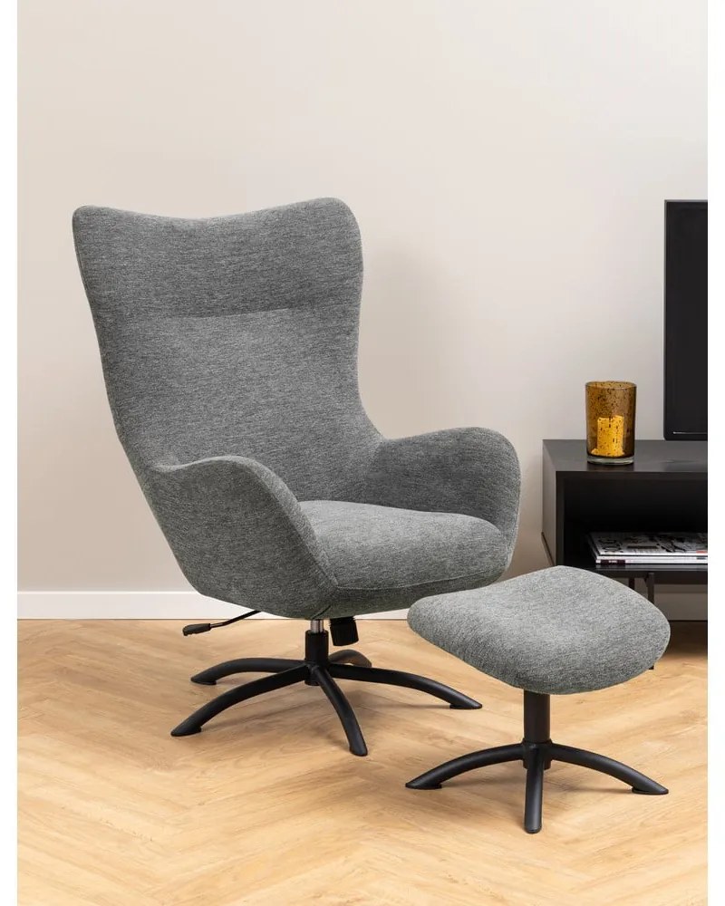 Антрацитно сив комплект от ухо и табуретка за крака Talgarth - Actona