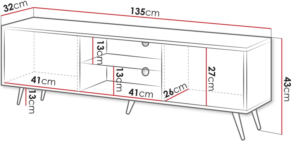 TV кабинет Porto-Leuko-Length: 135 cm