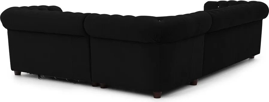 Черен кадифен разтегателен ъглов диван (десен ъгъл L форма) York Blik – Ropez