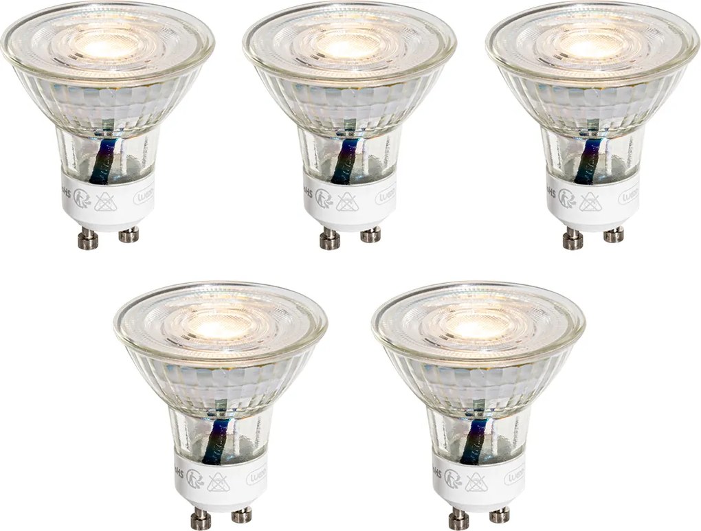 Комплект от 5 GU10 50 мм прозрачни LED крушки 3W 230 lm 2700K