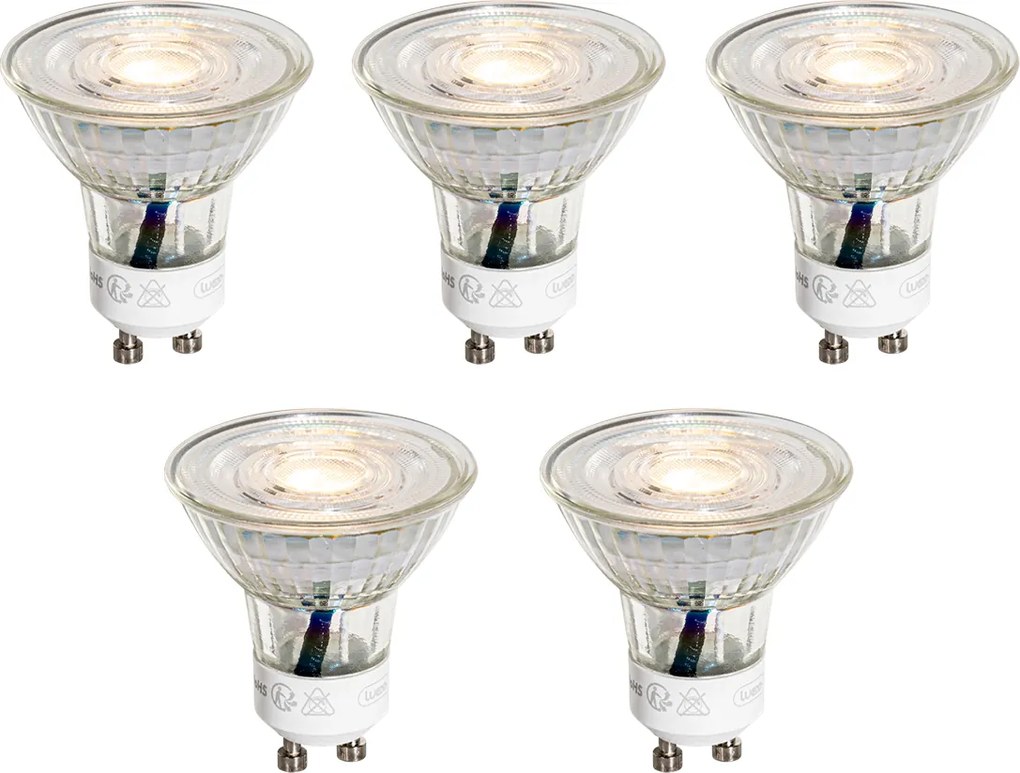 Комплект от 5 GU10 50mm LED крушки прозрачни 3W 230 lm 2700K