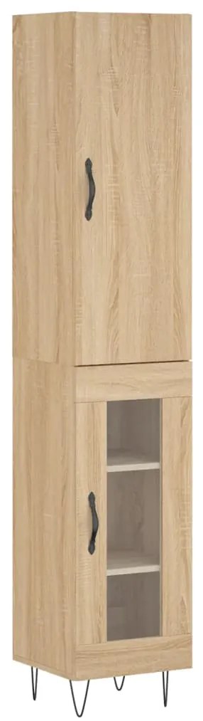 3199076 vidaXL Висок шкаф, сонома дъб, 34,5x34x180 см, инженерно дърво