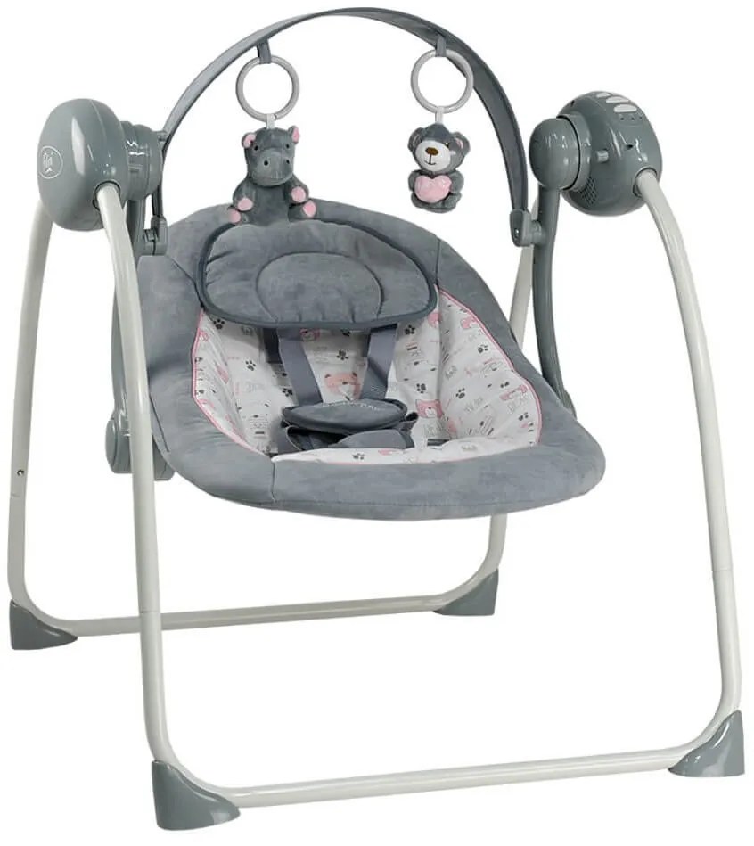 Люлеещо-люлеещо се електрическо Flora 2 in 1 Bebe Stars-Сив