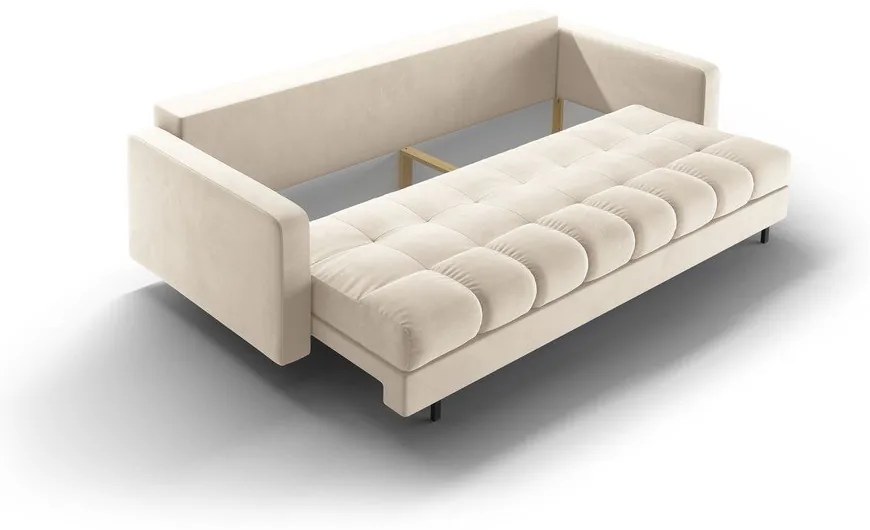 Кремав кадифен разтегателен диван с място за съхранение 222 cm Bali – Cosmopolitan Design