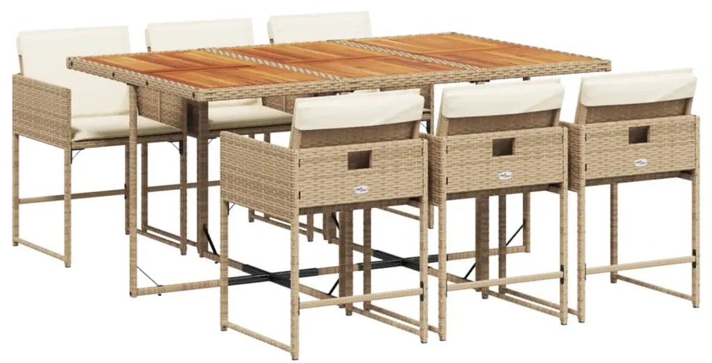 3211276 vidaXL Градински комплект с възглавници, 7 части, бежов полиратан