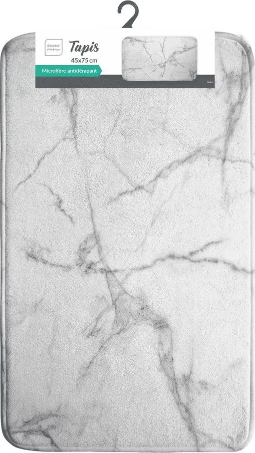 Бял/сив текстилен килим за баня 45x75 cm Marbre – douceur d'intérieur