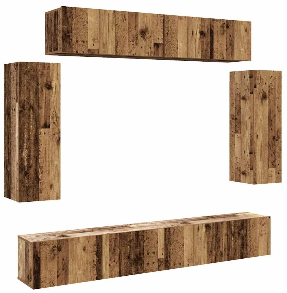 3329001 vidaXL Комплект ТВ шкафове за стенен монтаж 6 части, инженерно дърво