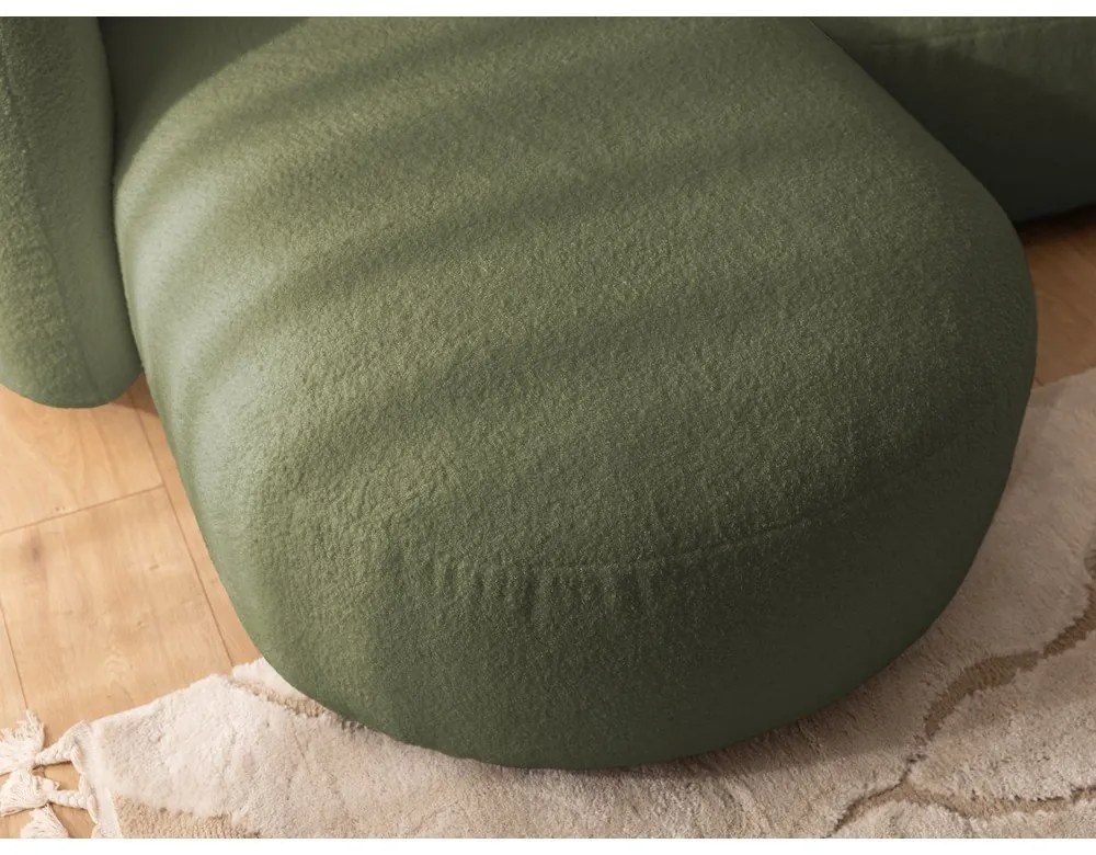 Зелен ъглов диван от прежда с примки от букле (ляв ъгъл) Orbit – Ropez