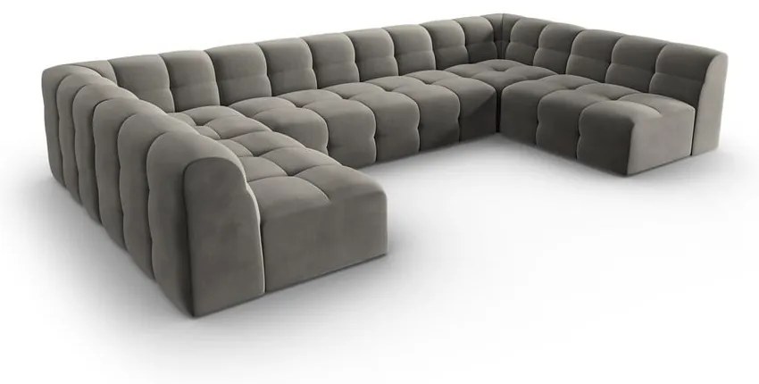 Ъглов диван от сиво кадифе (U-образен) Kendal - Micadoni Home