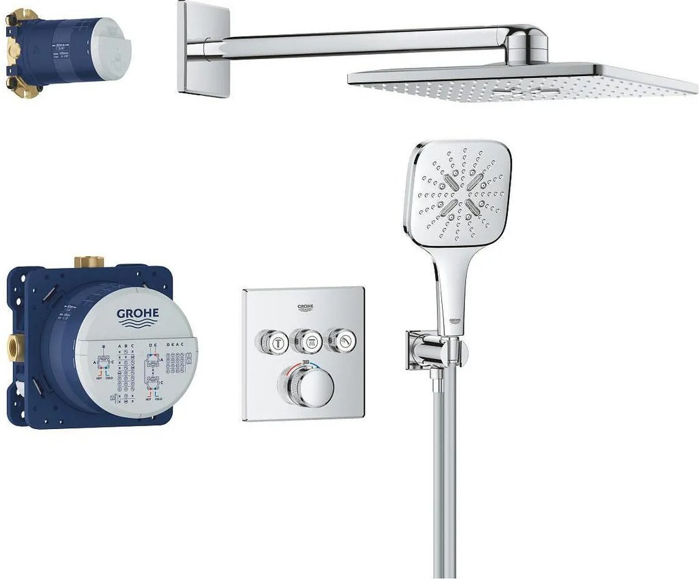 Grohtherm SmartControl Concealed shower system with Rainshower SmartActive 310 Cube