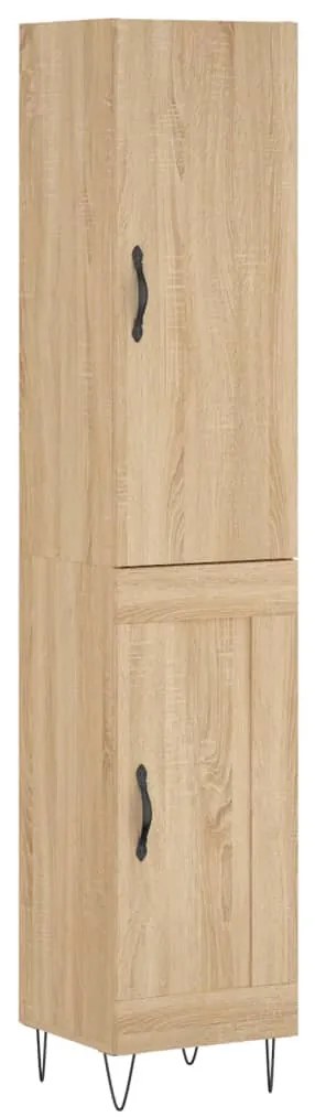 3199140 vidaXL Висок шкаф, сонома дъб, 34,5x34x180 см, инженерно дърво