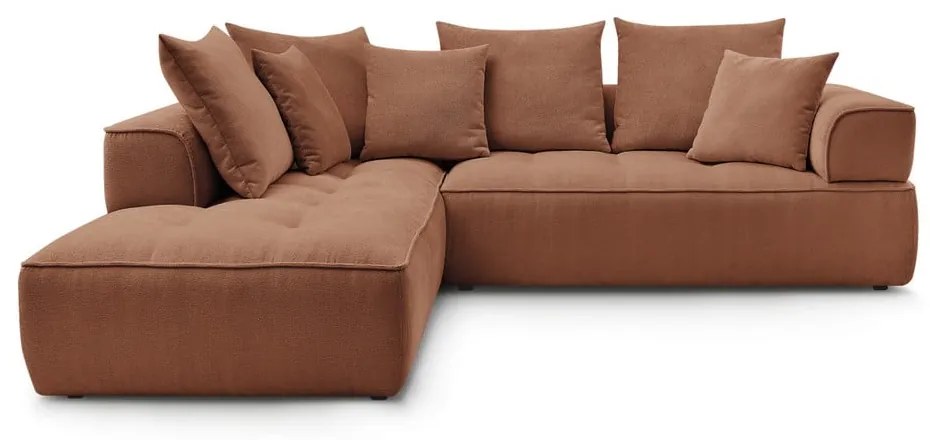 Теракотен шенилов ъглов диван (ляв ъгъл/L форма) Whesley – Bobochic Paris