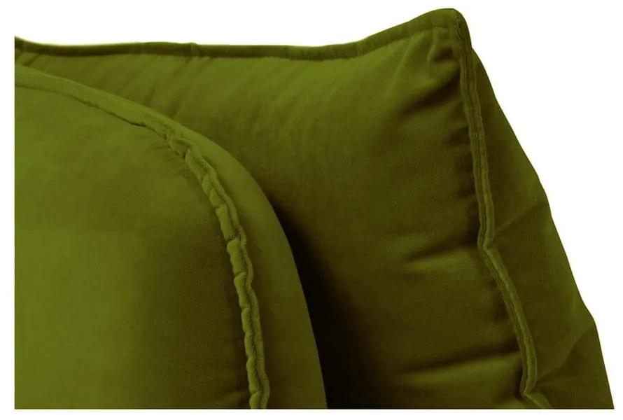 Ъглов диван от зелено кадифе с черни крака , ляв ъгъл Lento - Kooko Home