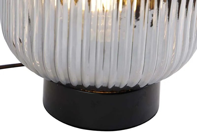 Лампа за маса в стил арт деко черна с опушено стъкло - Karel