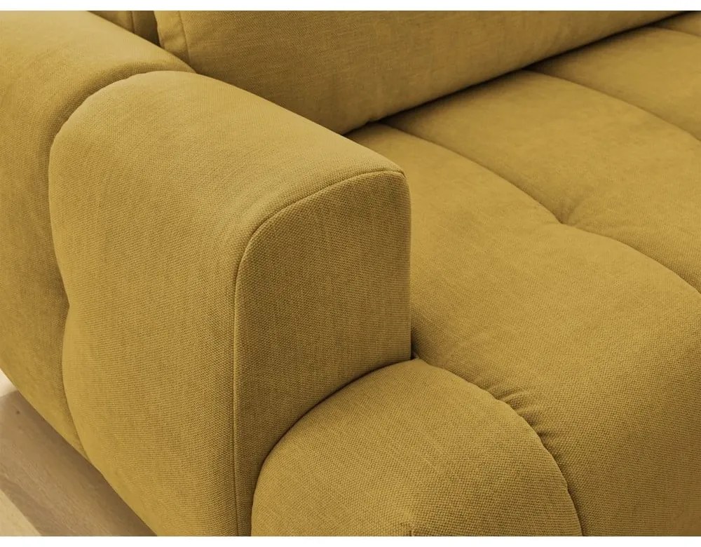 Сгъваем/с място за съхранение ъглов диван в цвят горчица (десен ъгъл/L форма) Fuji – Bobochic Paris