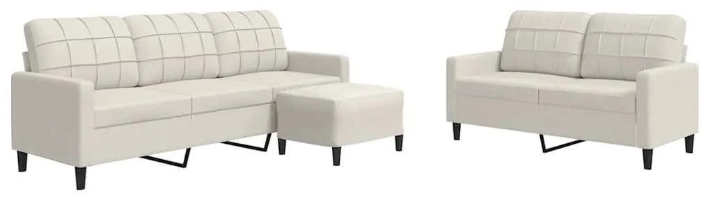 3278409 vidaXL Комплект дивани от 3 части с възглавници, кремав, кадифе