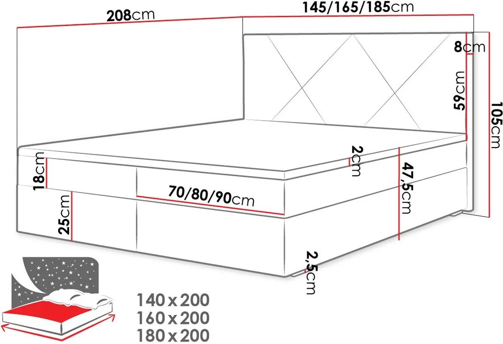 Тапицирано легло Fado IV with mattress and topper-Mple-160 x 200