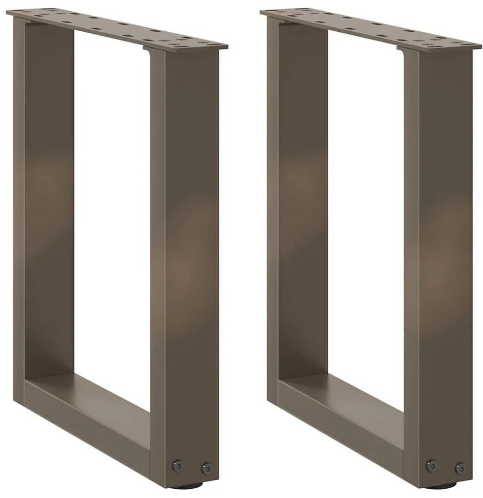 4013155 vidaXL Крака за масичка за кафе, U-образни, 2 бр., естествена стомана, 38 x (42-43) см, стомана