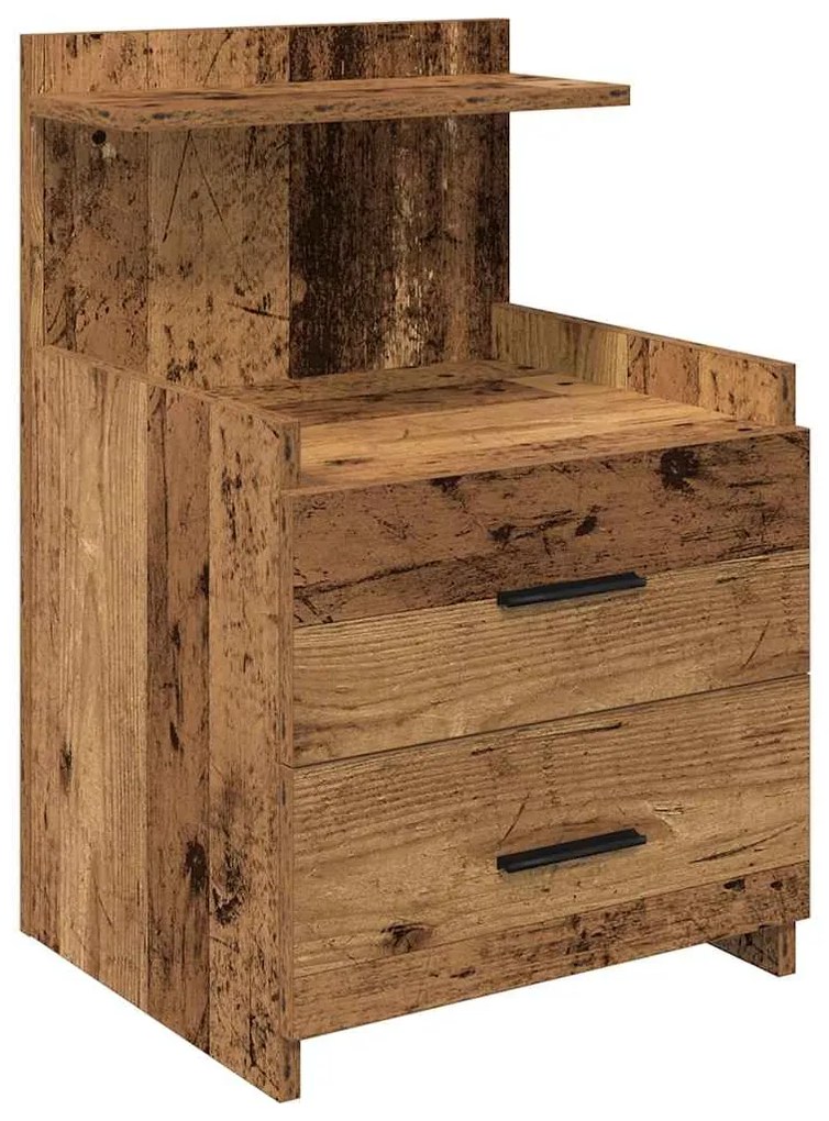 858646 vidaXL Нощно шкафче с 2 чекмеджета, старо дърво, 40x36,5x62 см