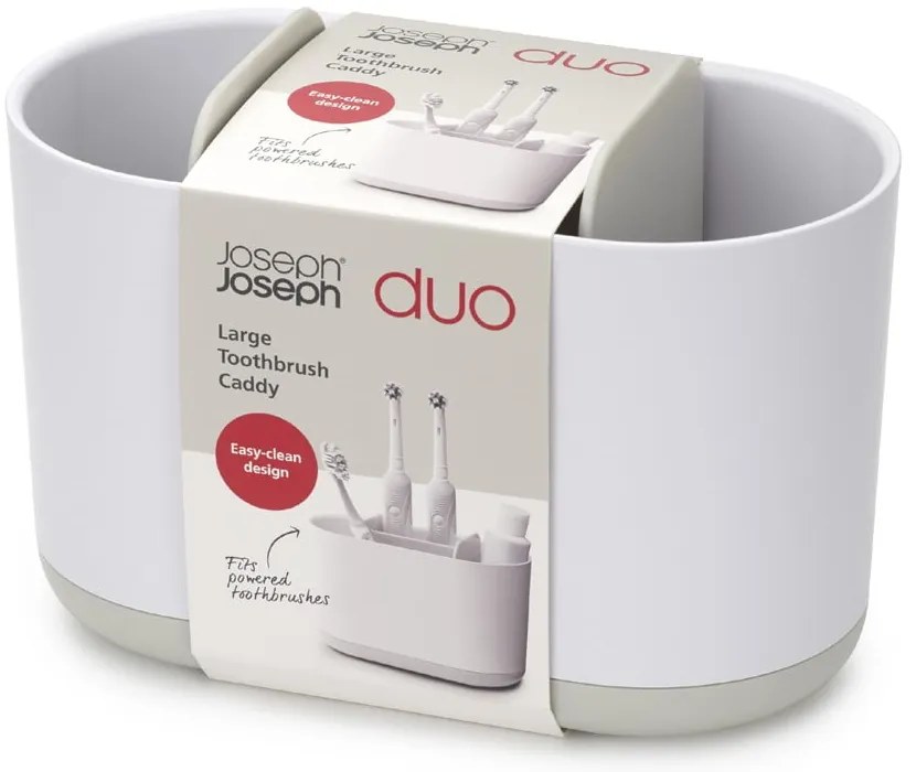 Бяла пластмасова чаша за четки за зъби Duo – Joseph Joseph
