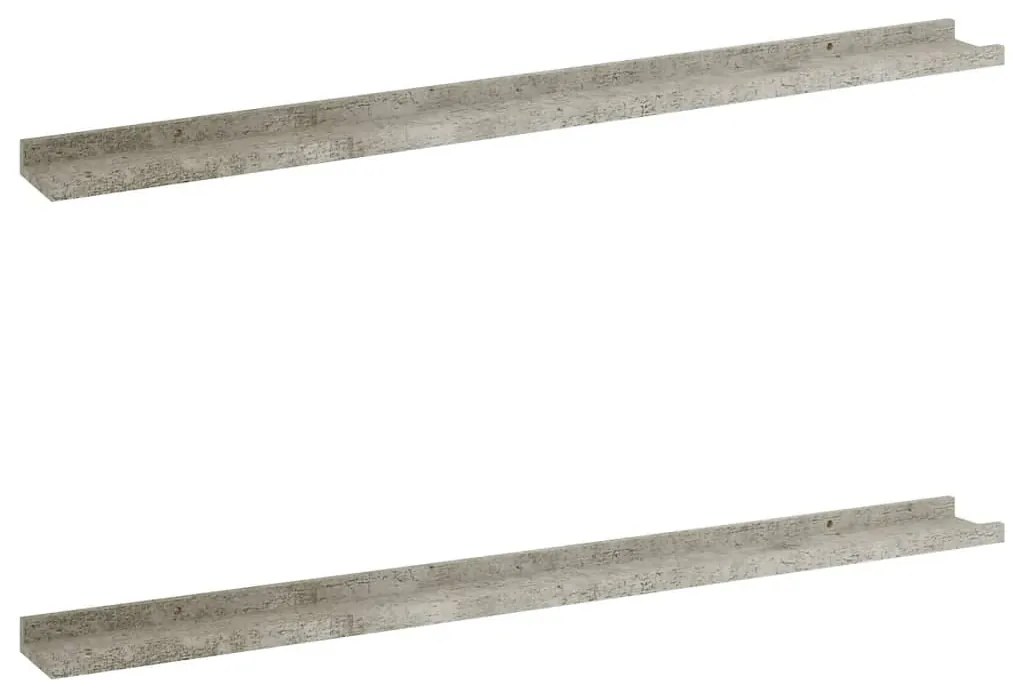 326702 vidaXL Стенни рафтове, 2 бр, бетонно сиви, 100x9x3 см