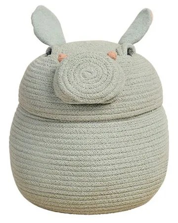Светлосива текстилна детска кошница за играчки ø 25x30 cm Henry the Hippo – Lorena Canals
