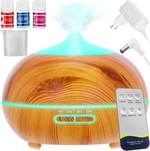 Ултразвуков арома дифузер и овлажнител за въздух за етерични масла 400 мл, 7 LED светлини