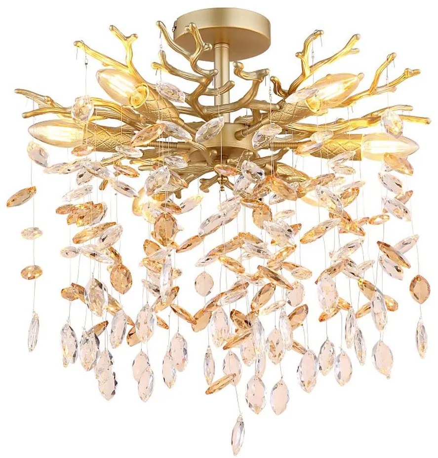 Globo 64138DG - Полилей на тръба QUEENA 6xE14/40W/230V златен